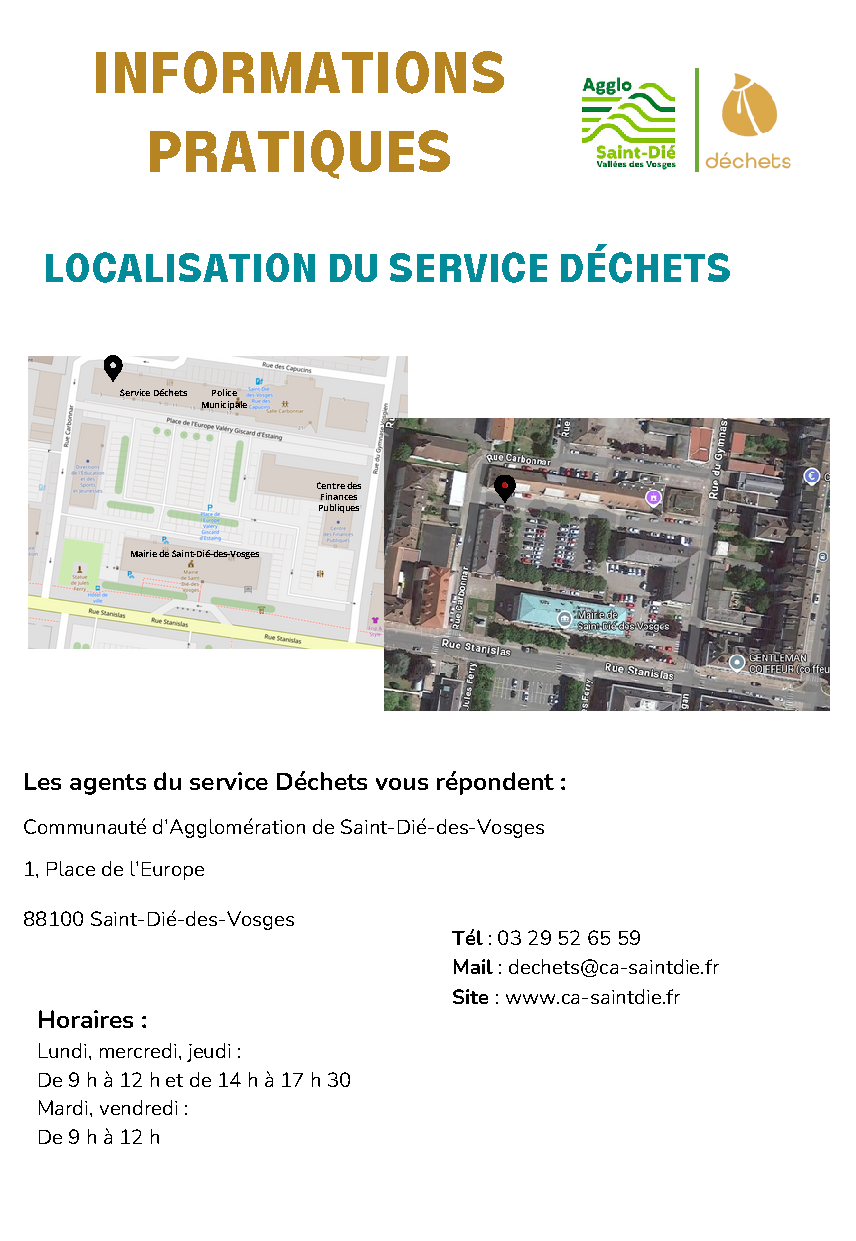 Infos pratiques localisation du service déche