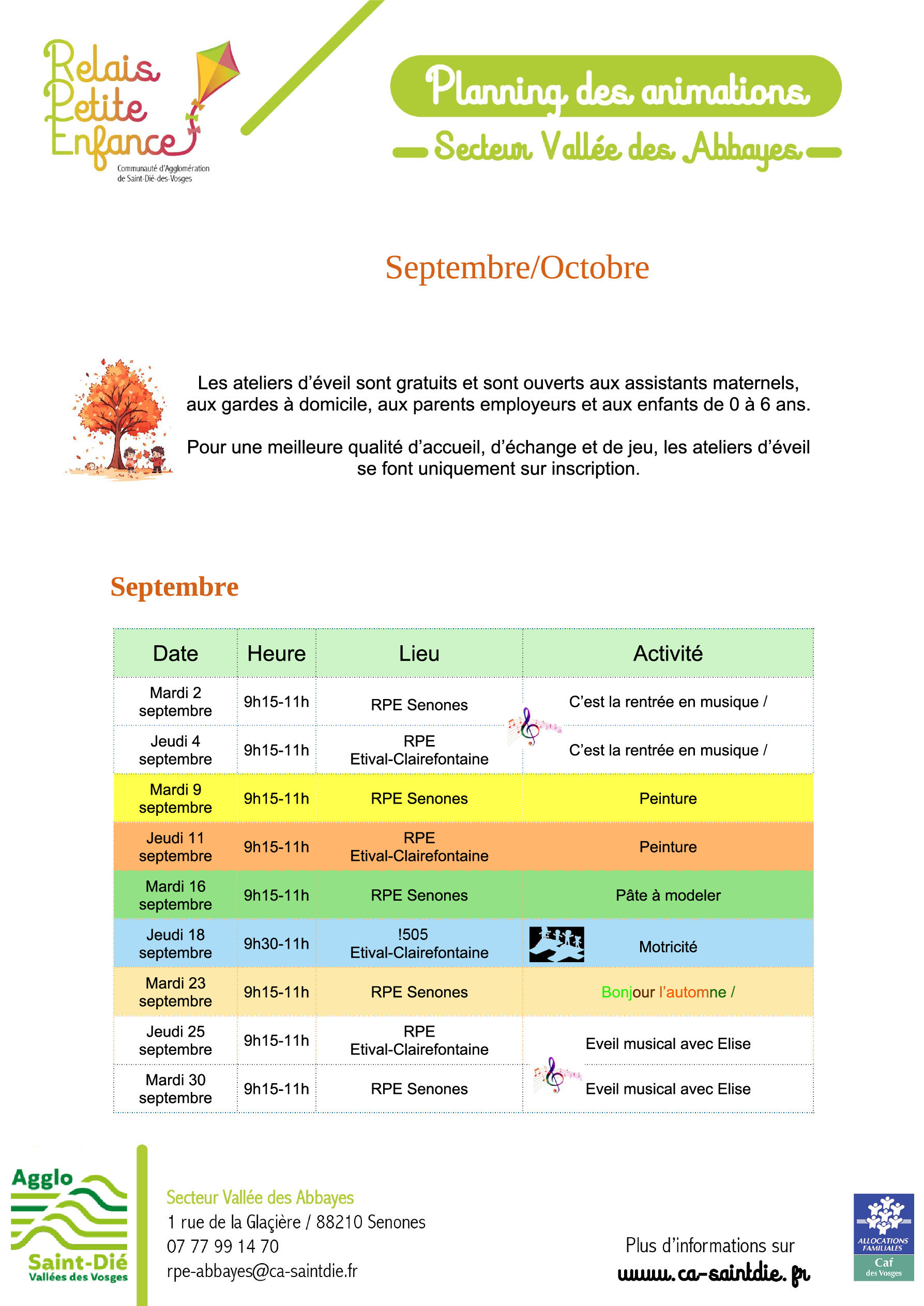 planning abbayes septembre octobre planning des animations secteur vallée des abbayes, octobre