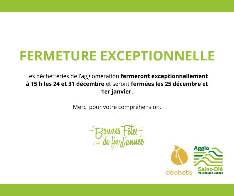 fermeture exceptionnelle déchetteries