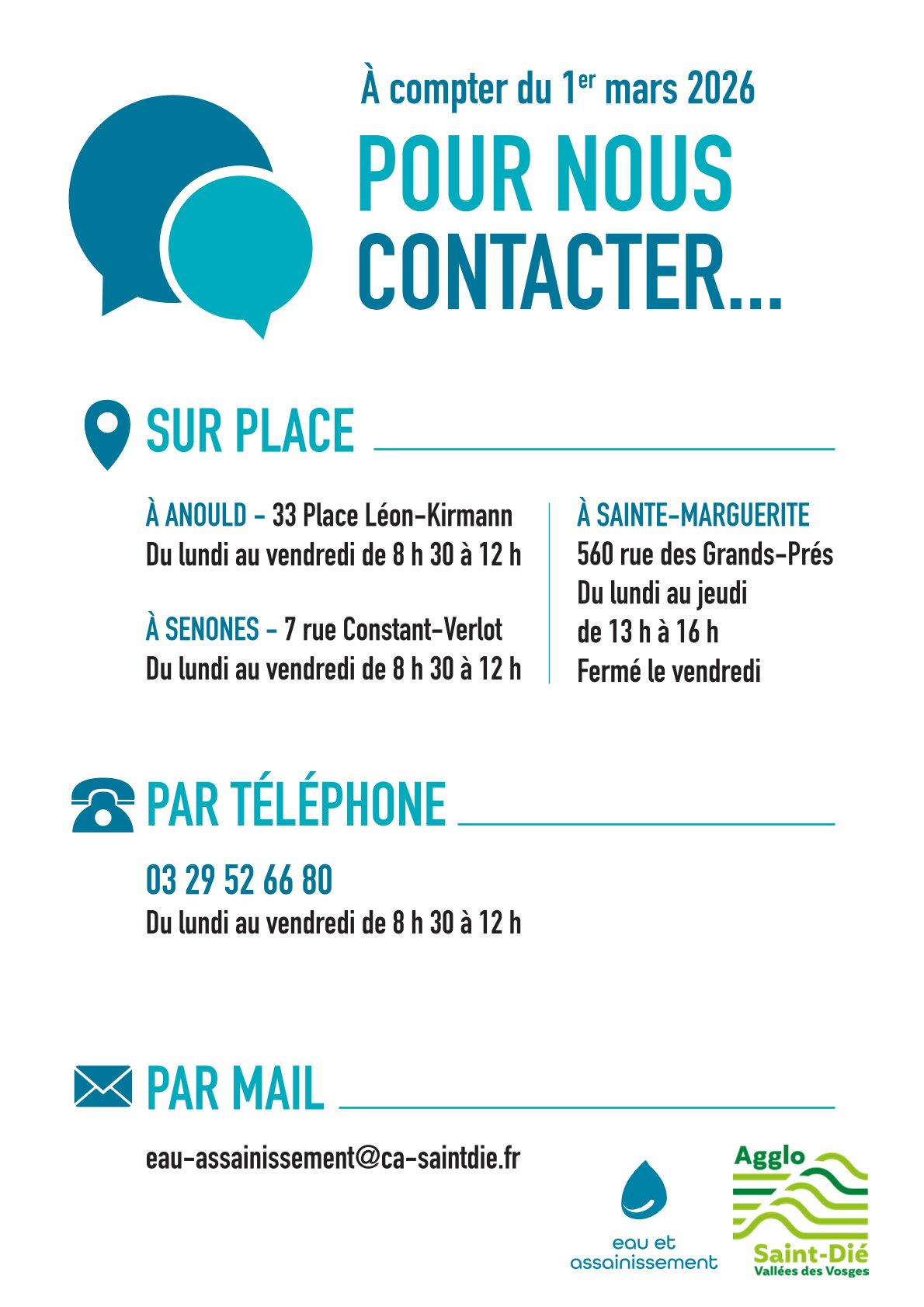 Contacter le service eau et assainissement